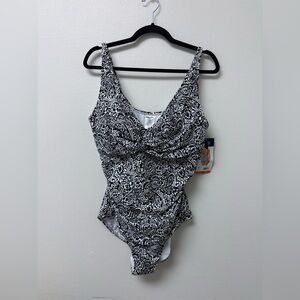 Swim Suit or Resort Wear  XXL Lands’ End One piece Paisley Print Black&White NWT